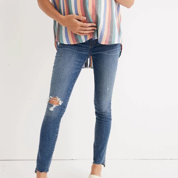 READ Madewell Maternity Side-Panel Skinny Jeans Size 24 Blue Adjustable Edition - Picture 1 of 9